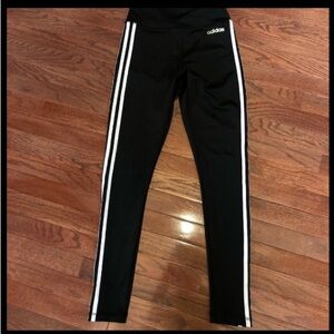 adidas black 3 stripe leggings